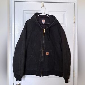 Carhartt Men's Black Hooded Insulated Work Jacket